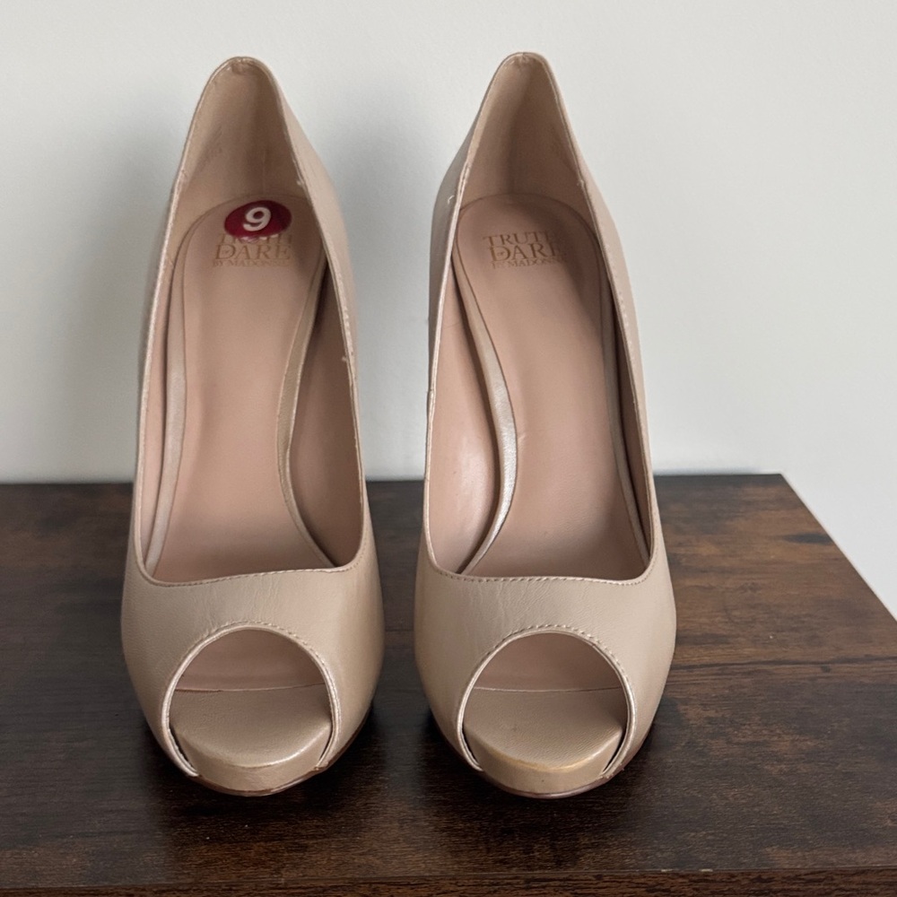 True Dark Nude Peep-Toe Platform Stiletto Pumps